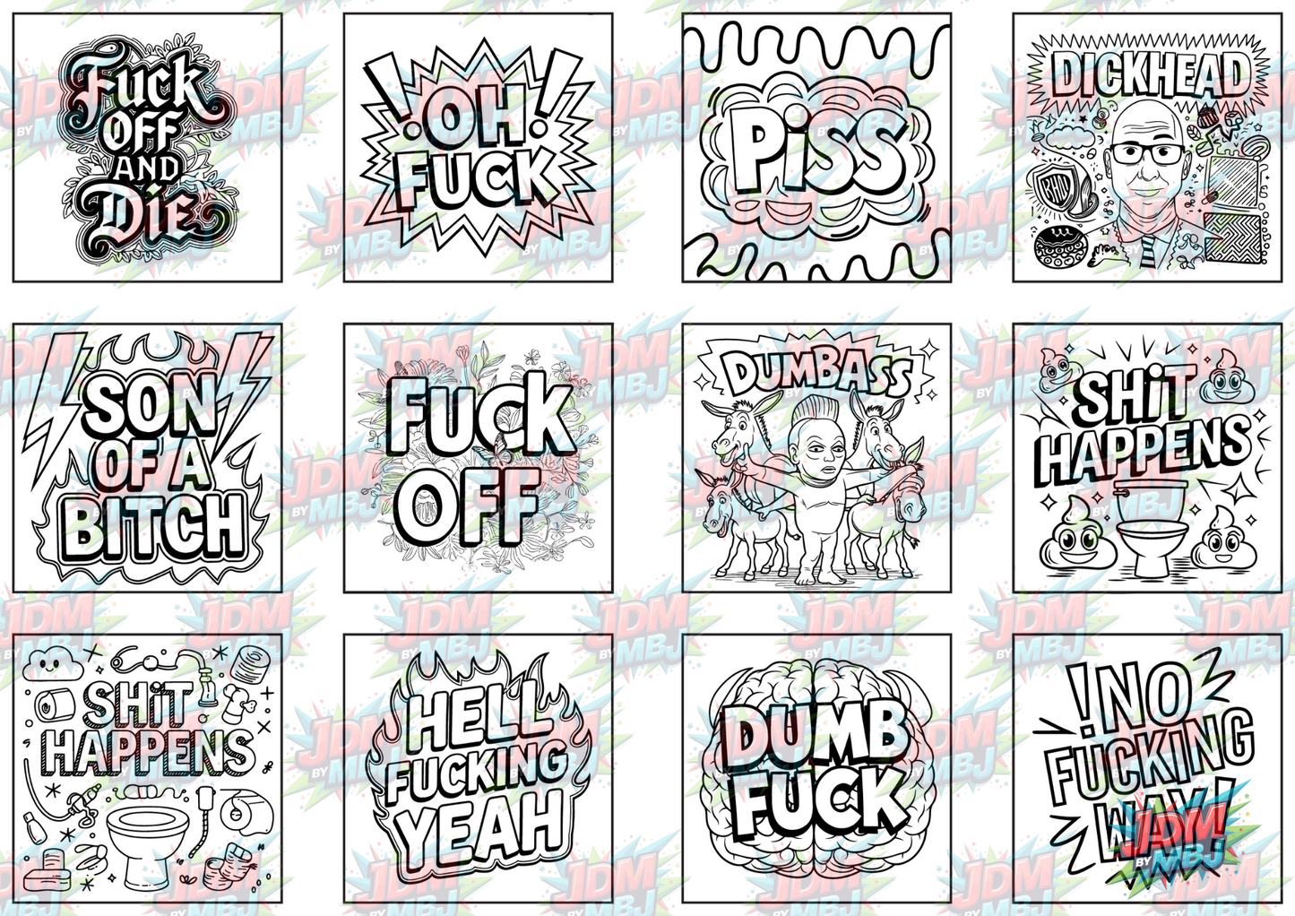Swear Words "Bold & Easy" Volume 1 Digital Colouring Pages