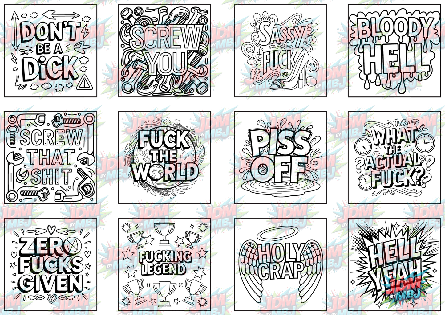Swear Words "Bold & Easy" Volume 4 Digital Colouring Pages