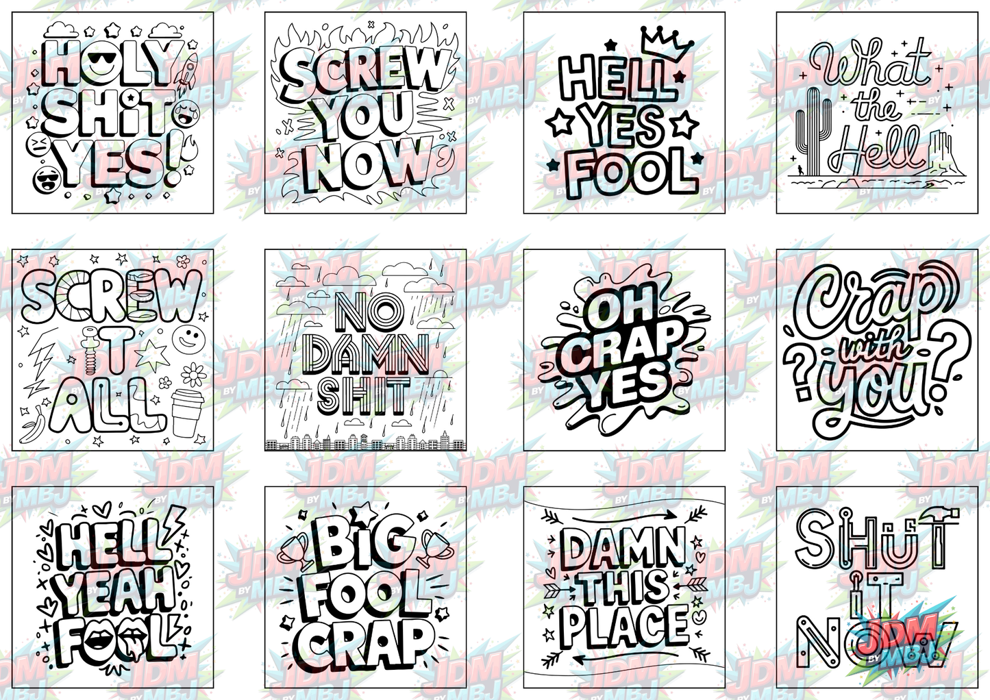 Swear Words "Bold & Easy" Volume 5 Digital Colouring Pages