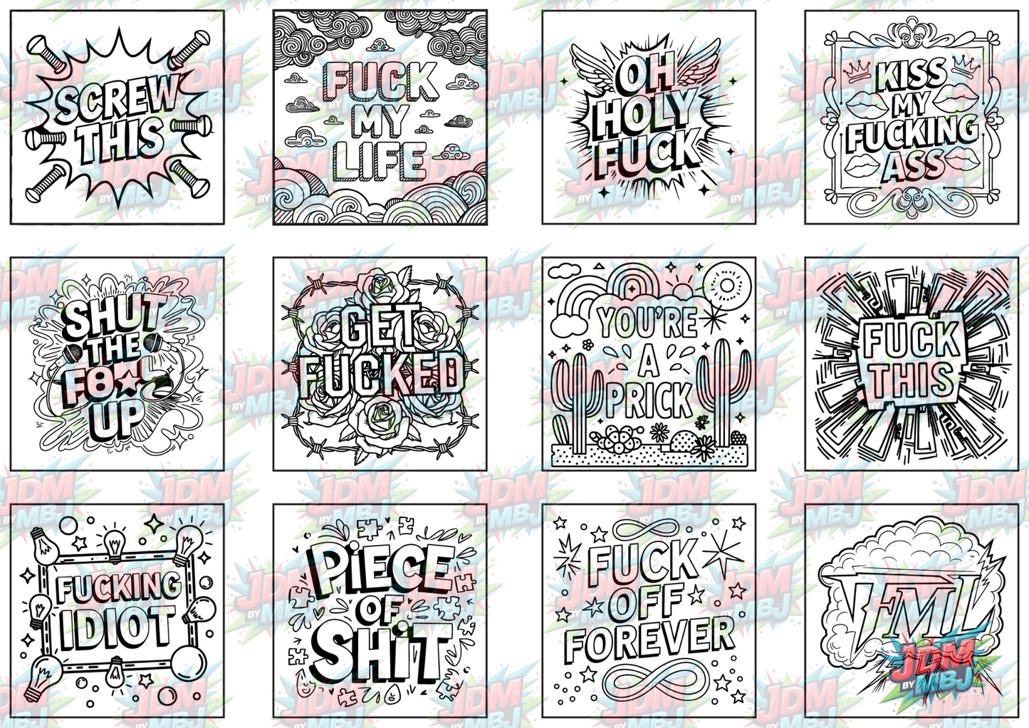 Swear Words "Bold & Easy" Volume 1 Digital Colouring Pages