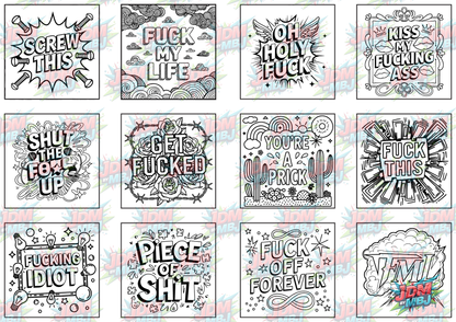 Swear Words "Bold & Easy" Volume 1 Digital Colouring Pages