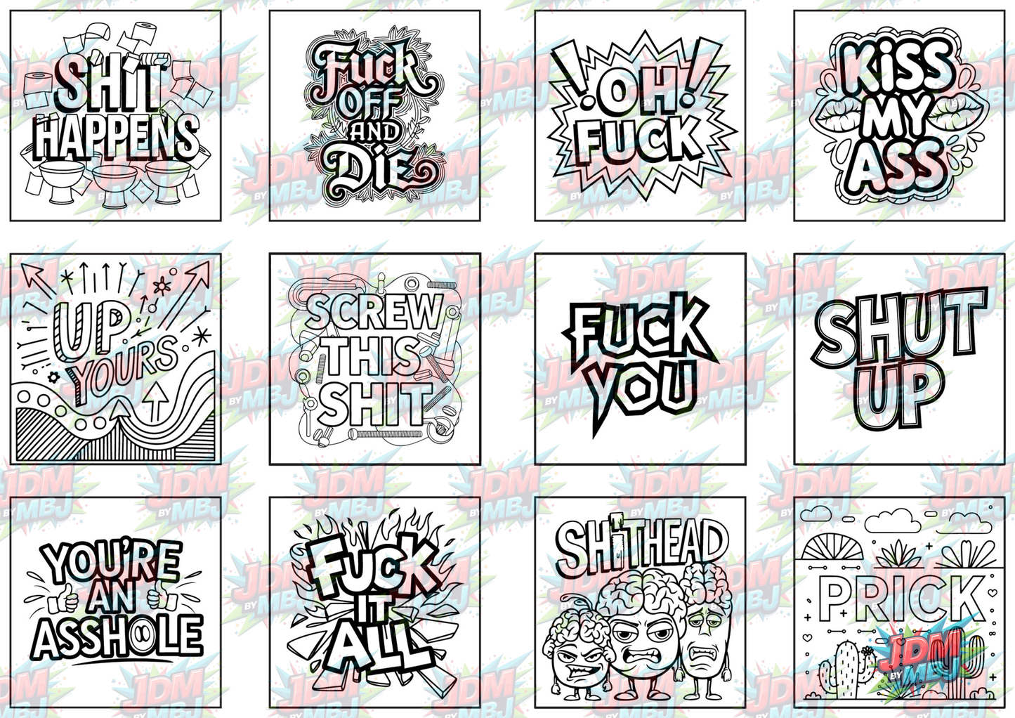 Swear Words "Bold & Easy" Volume 4 Digital Colouring Pages