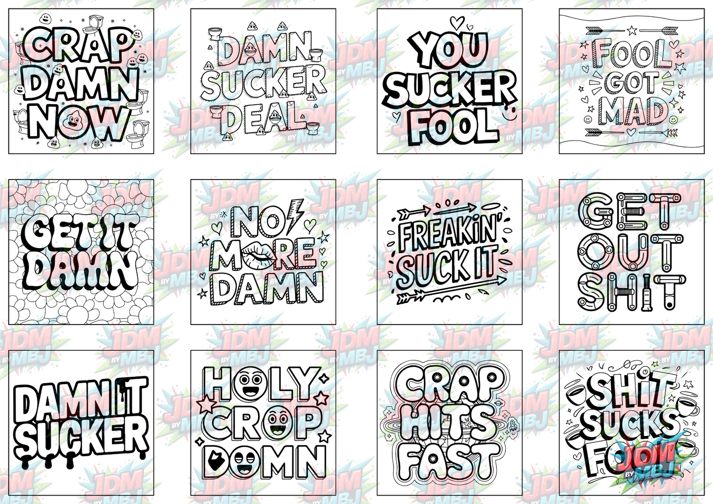Swear Words "Bold & Easy" Volume 5 Digital Colouring Pages