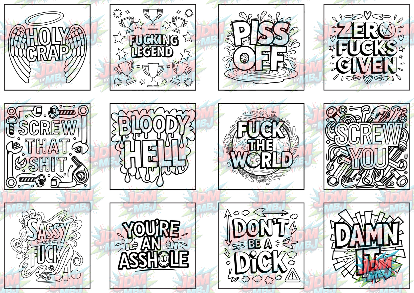 Swear Words "Bold & Easy" Volume 3 Digital Colouring Pages
