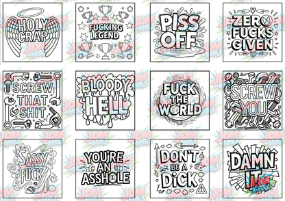 Swear Words "Bold & Easy" Volume 3 Digital Colouring Pages