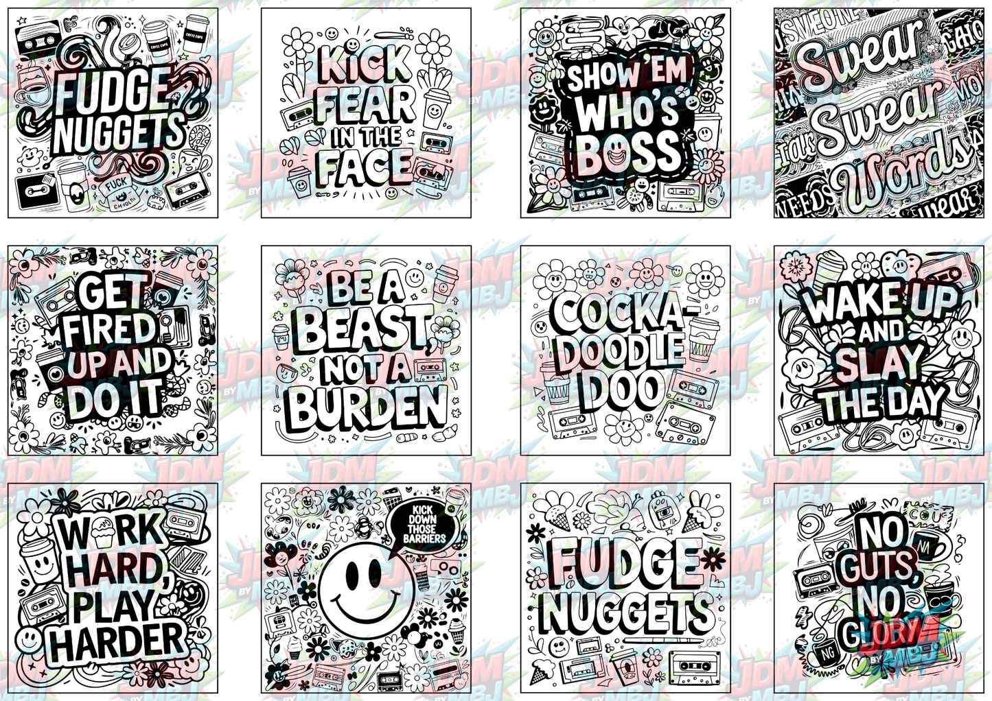 Swear Words "Bold & Easy" Volume 7 Digital Colouring Pages