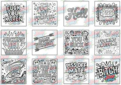 Swear Words "Bold & Easy" Volume 2 Digital Colouring Pages