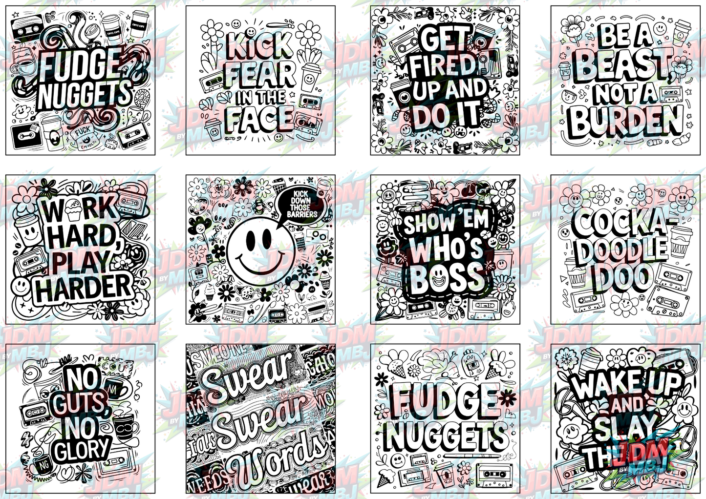 Swear Words "Bold & Easy" Volume 6 Digital Colouring Pages
