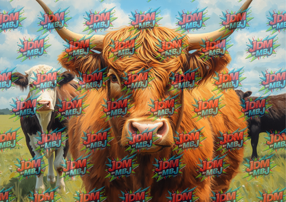Highland Cow Cutting Board Sublimation Prints