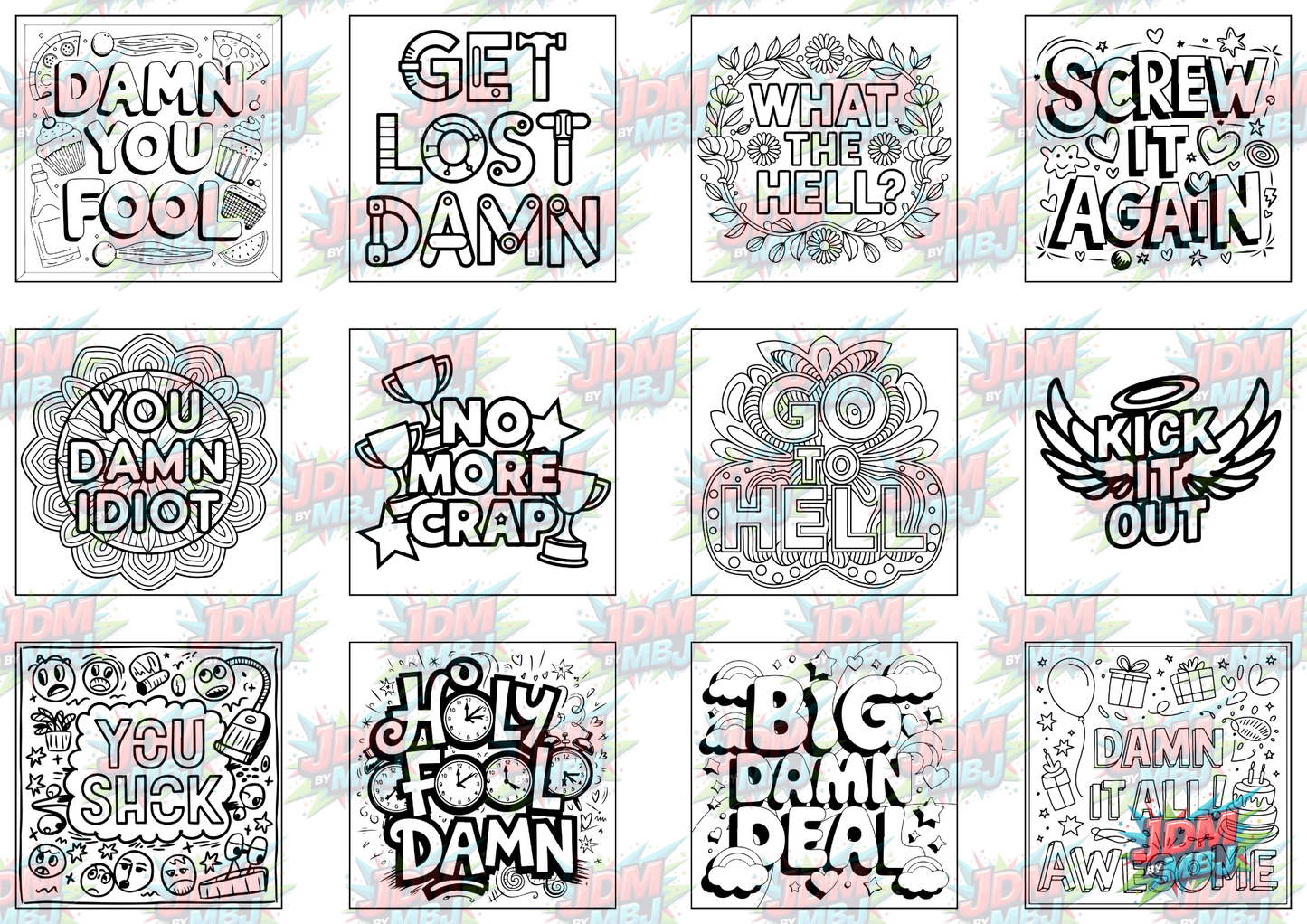 Swear Words "Bold & Easy" Volume 5 Digital Colouring Pages