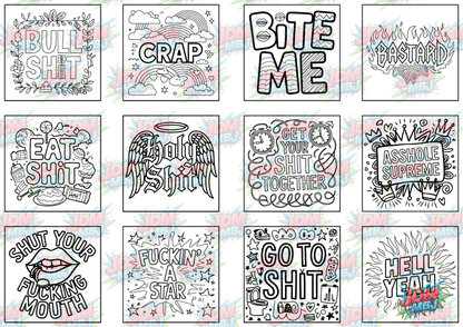 Swear Words "Bold & Easy" Volume 2 Digital Colouring Pages