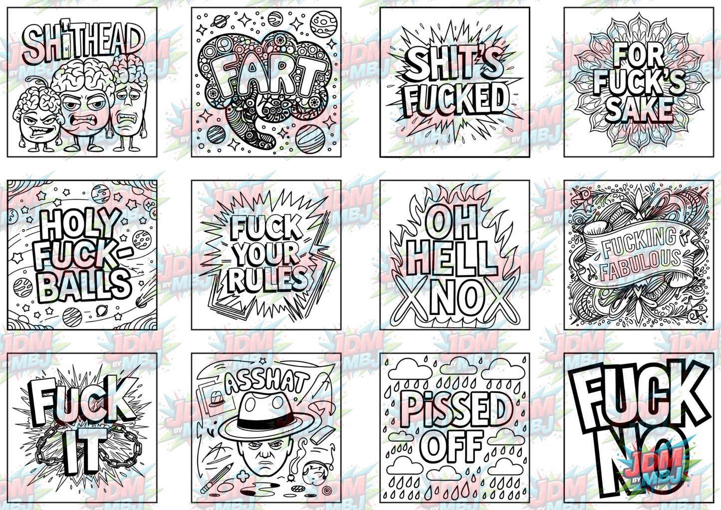 Swear Words "Bold & Easy" Volume 3 Digital Colouring Pages