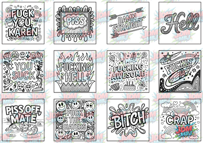 Swear Words "Bold & Easy" Volume 1 Digital Colouring Pages