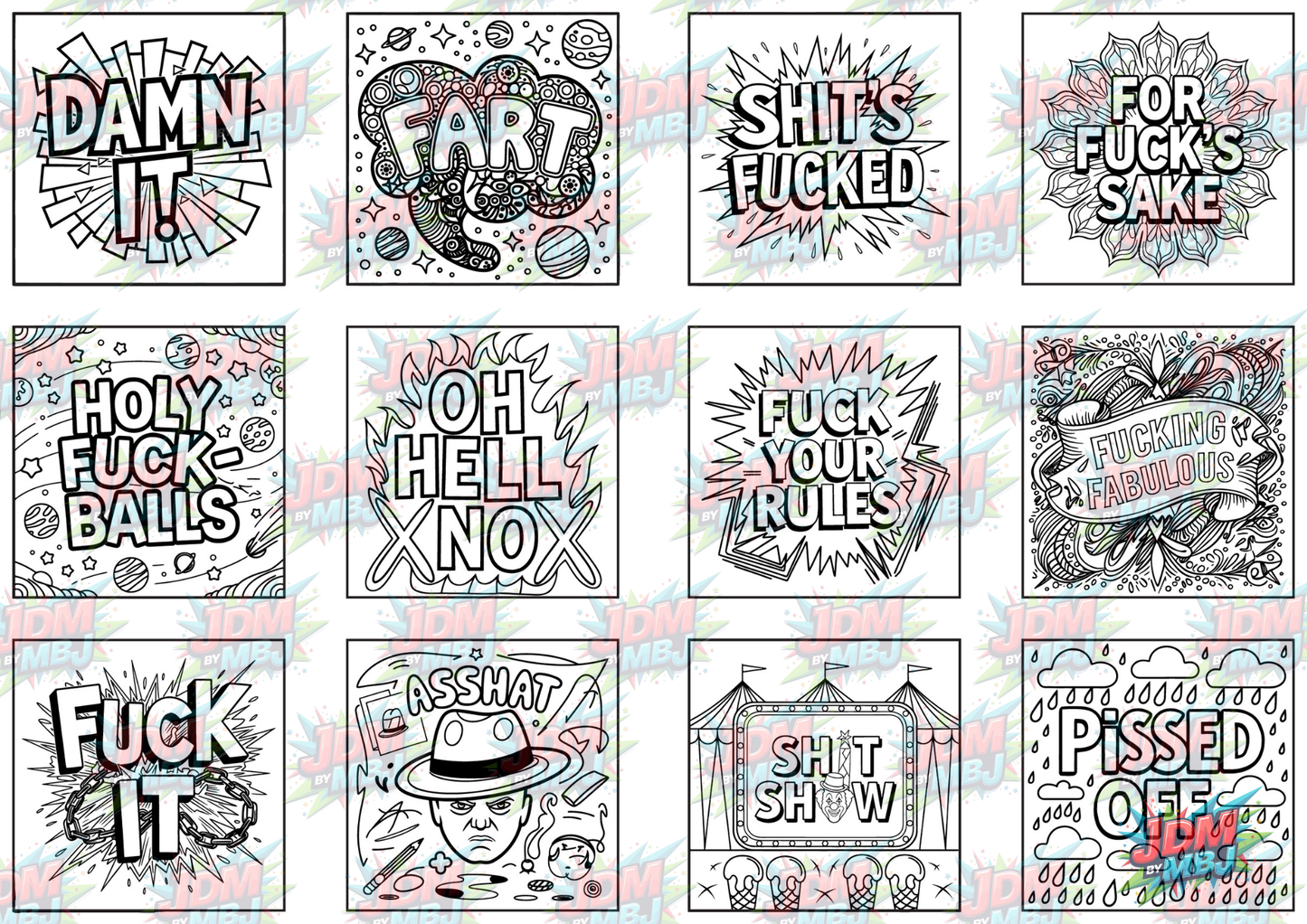 Swear Words "Bold & Easy" Volume 4 Digital Colouring Pages