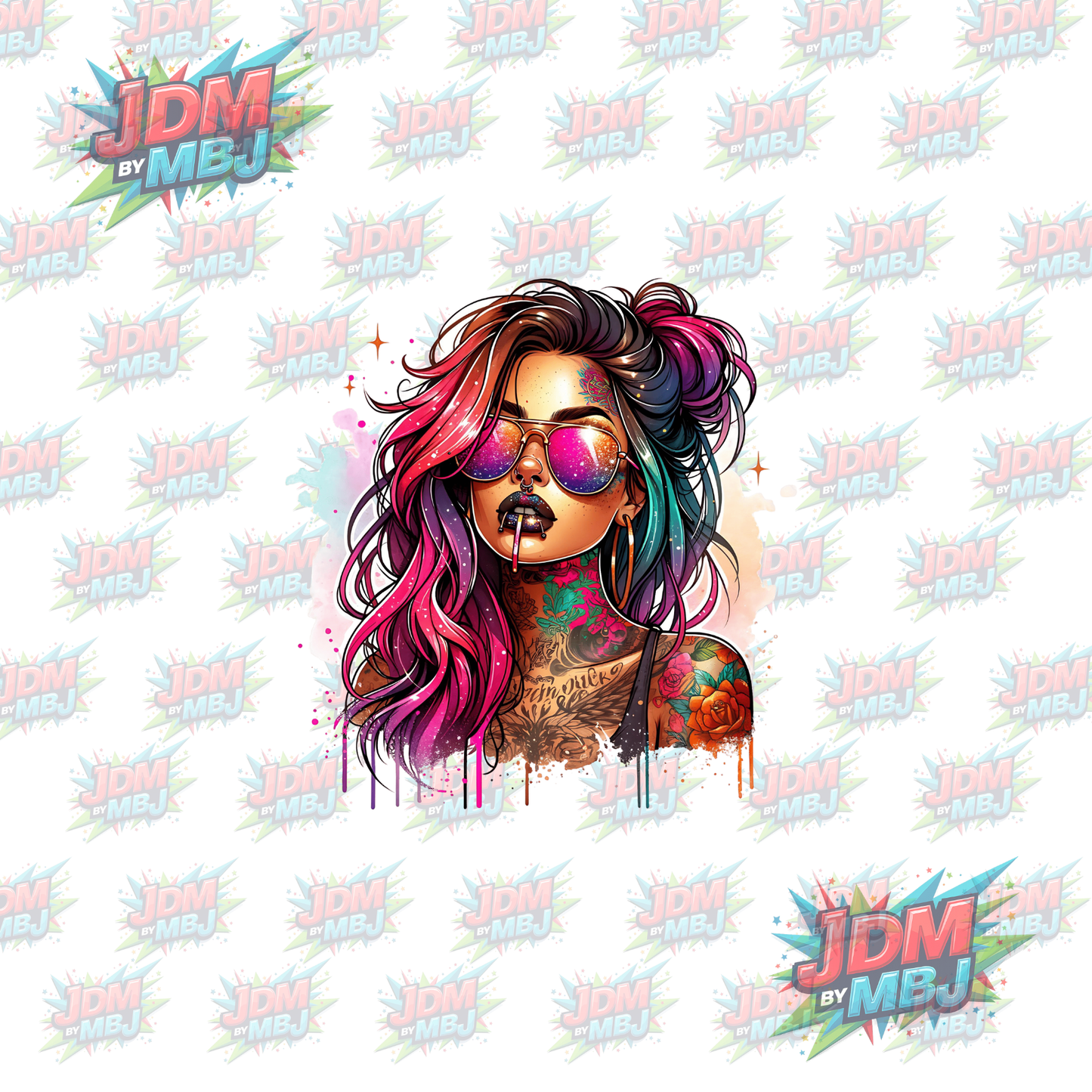 Tatuaje termoadhesivo - Chica tatuada DTF 25 cm