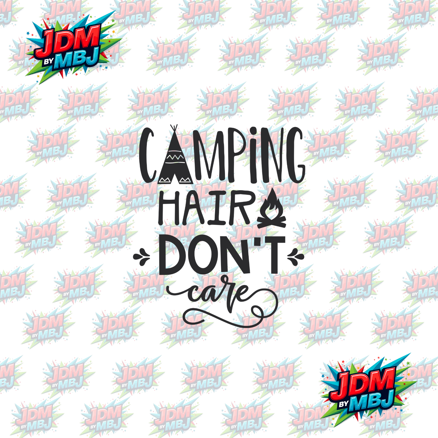 Iron On - Camping Hair Don't Care DTF 20cm