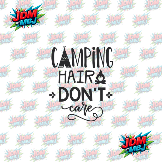 Iron On - Camping Hair Don't Care DTF 20cm