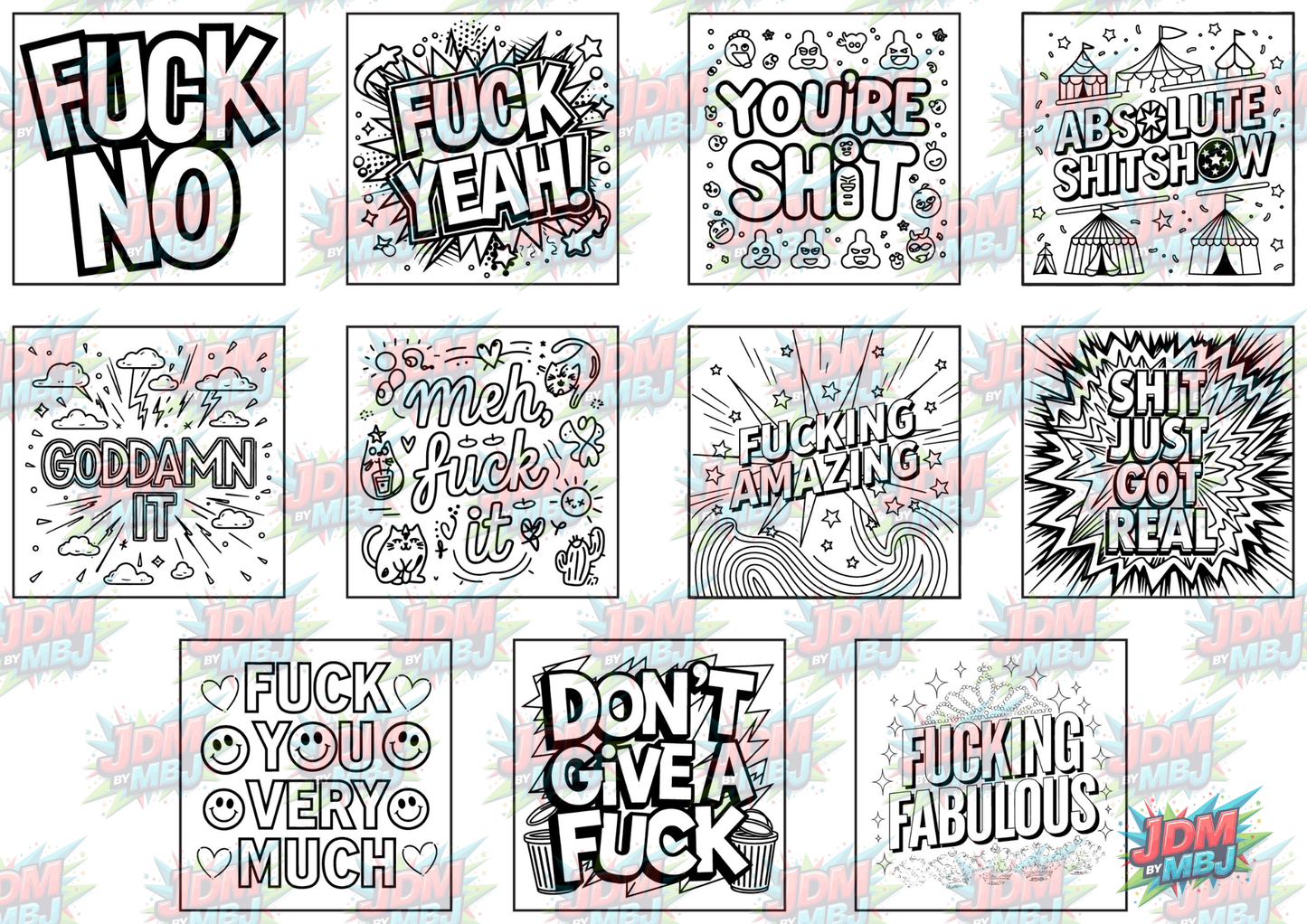 Swear Words "Bold & Easy" Volume 4 Digital Colouring Pages