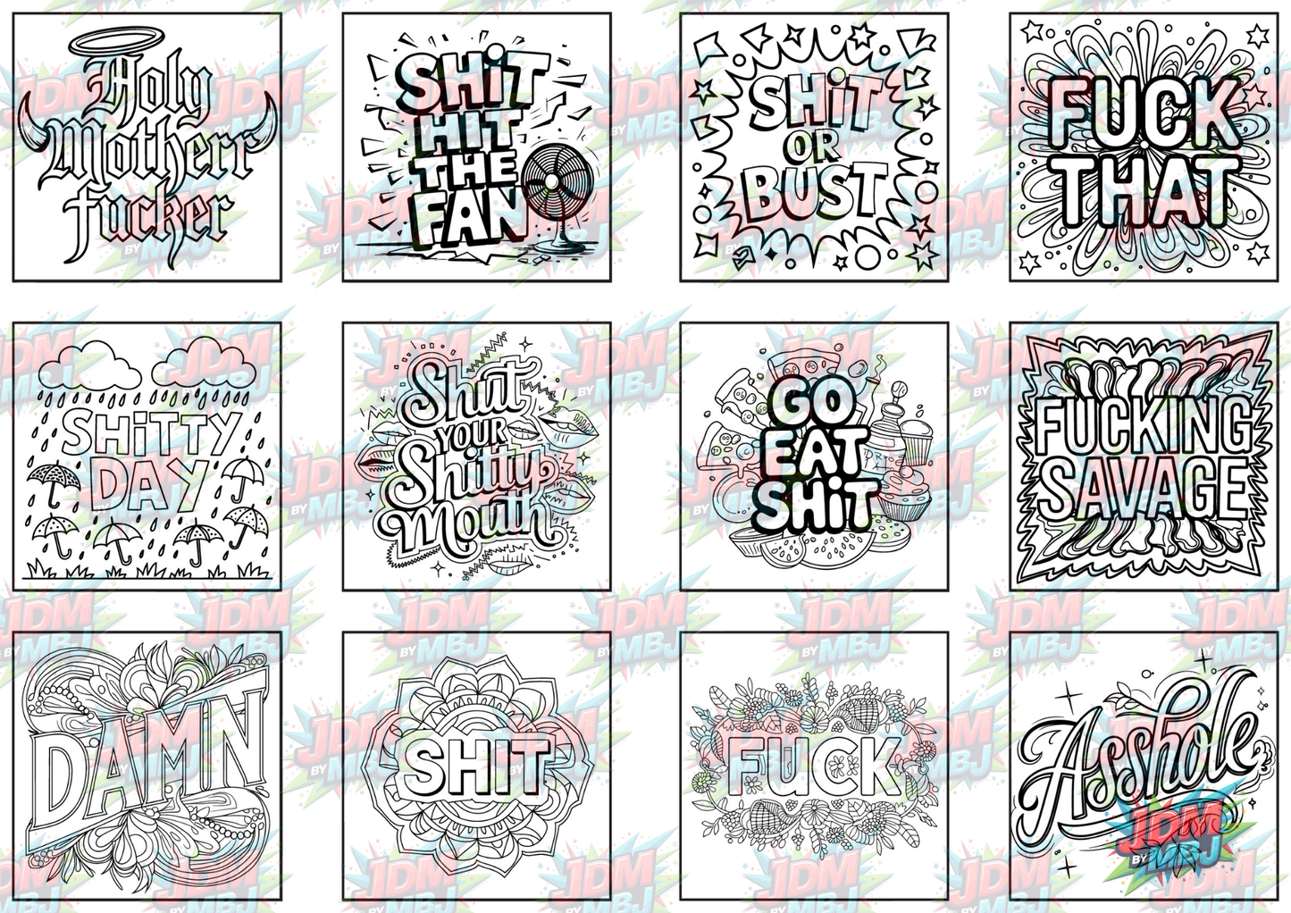 Swear Words "Bold & Easy" Volume 2 Digital Colouring Pages