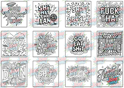 Swear Words "Bold & Easy" Volume 2 Digital Colouring Pages