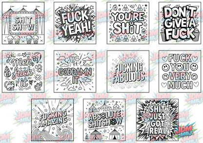Swear Words "Bold & Easy" Volume 3 Digital Colouring Pages