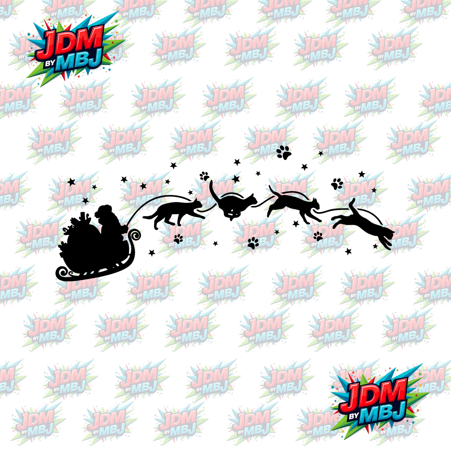 Iron On - Cat Christmas Skive DTF 30cm