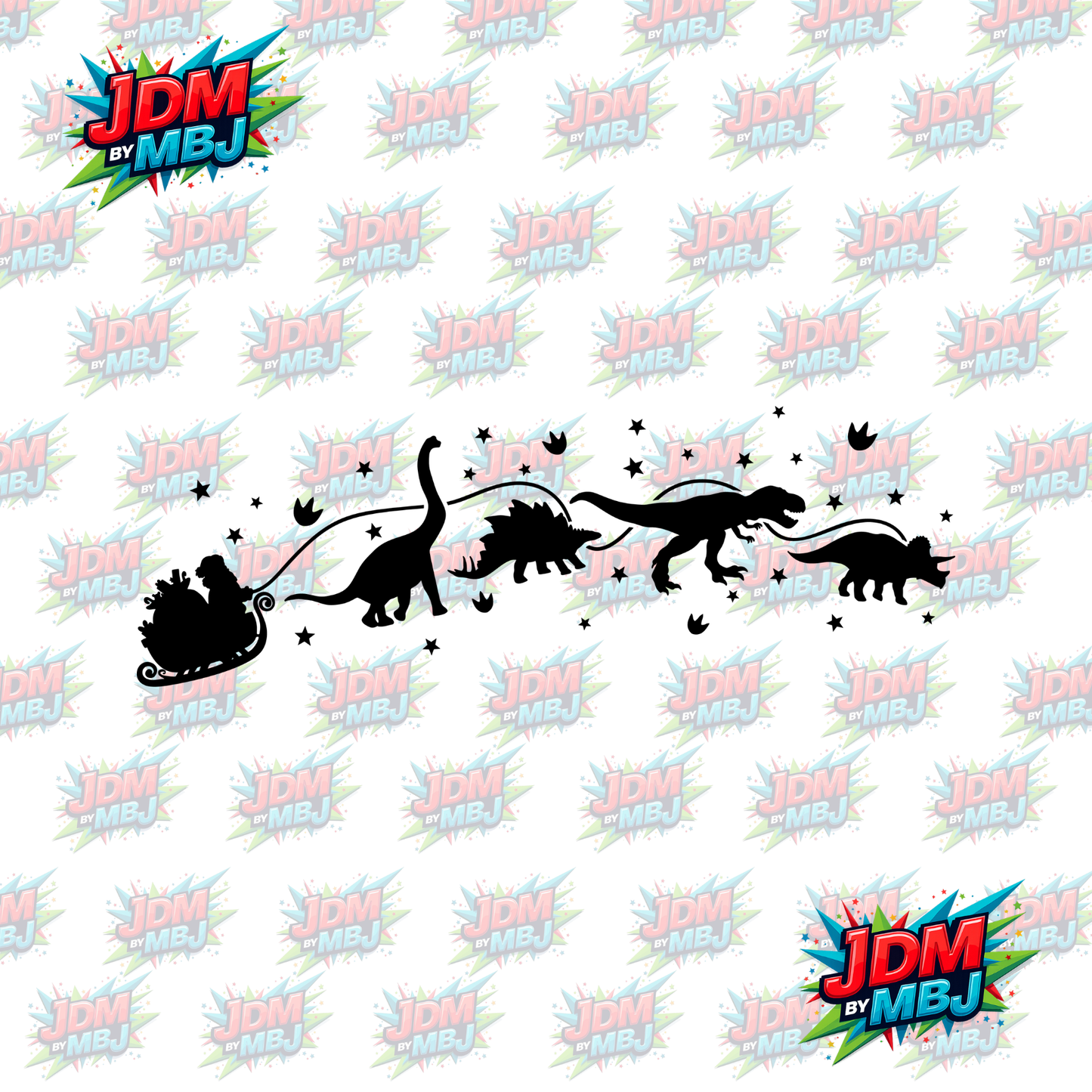 Iron On - Dinosaur Christmas Skive DTF 30cm