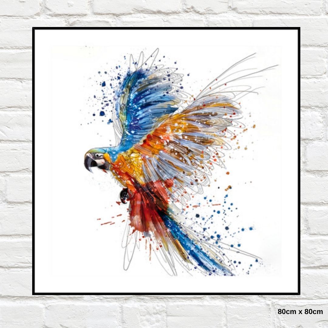 Macaw Glass Print 80x80cm