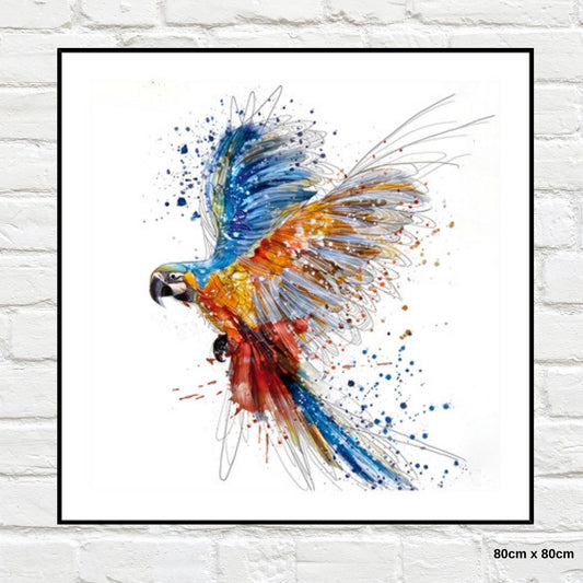 Macaw Glass Print 80x80cm