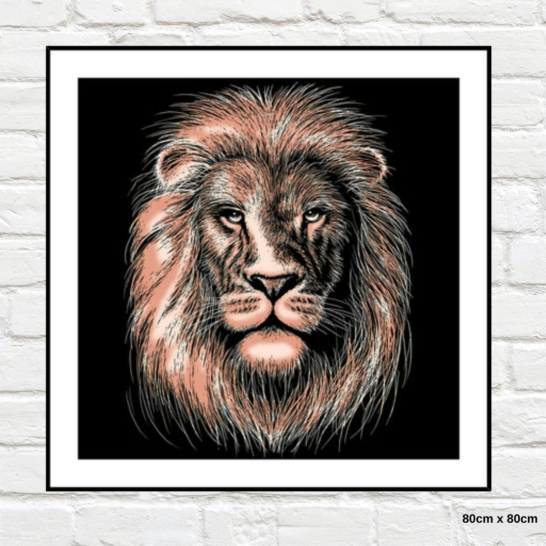 Lion Glass Print 80x80cm