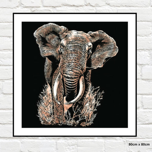 Elephant Glass Print 80x80cm
