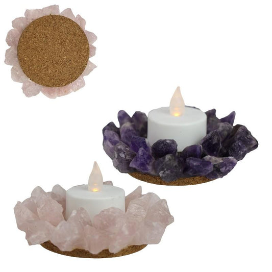 10cm Amethyst or Rose Quartz Tea light Holder's