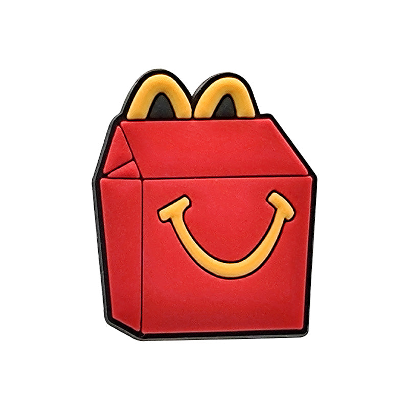 Adornos para zapatos inspirados en el logotipo de una marca de comida rápida