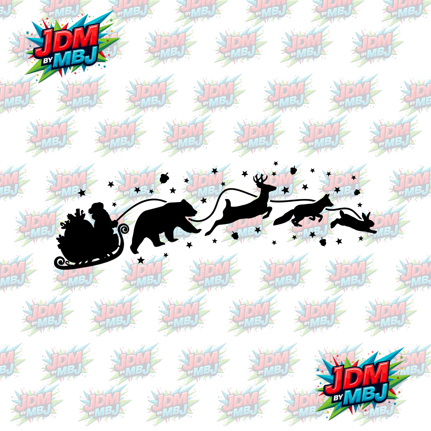 Iron On - Polar Bear - Rabbit Christmas Skive DTF 30cm