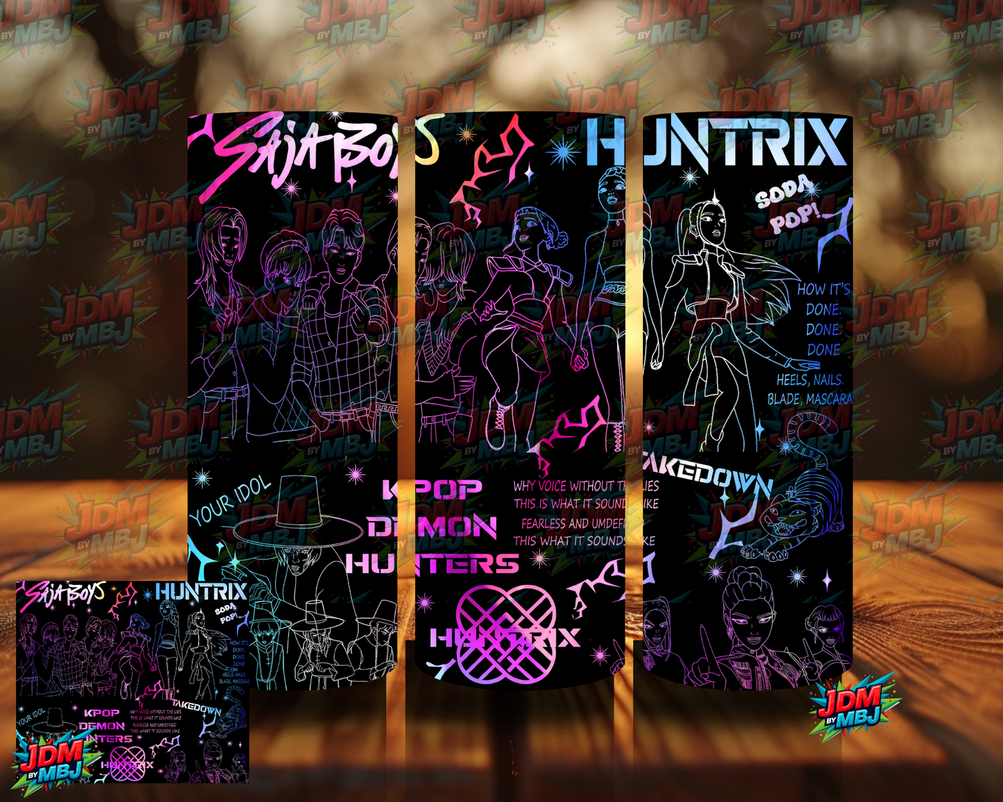 Inspired by K-Pop Demon Hunter Blacked out Sublimation Prints